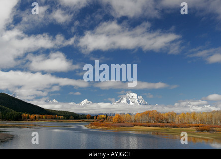 Un panoramico paesaggio del fiume Snake in Grand Teton National Park, Wyoming USA Foto Stock