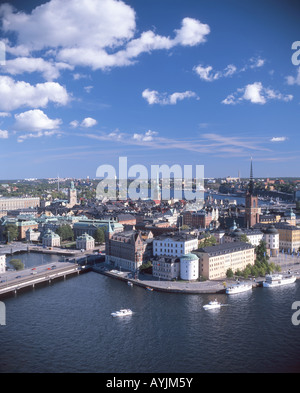 Vista di Gamla Stan e del lago Mälaren, Stoccolma, il Regno di Svezia Foto Stock