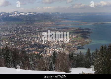 Austria Vorarlberg Bregenz vista dal monte Pfaender 1064 m sul lago di Costanza Foto Stock