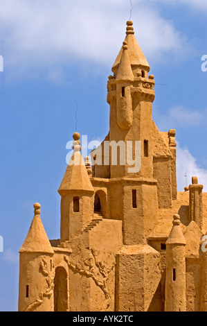 Castello la scultura di sabbia festival sulla spiaggia di Haifa Luglio 2006 Foto Stock