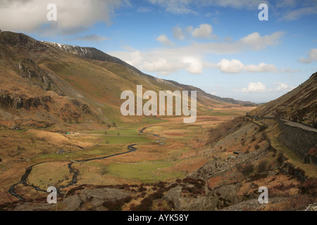 Nant Ffrancon Pass, Snowdonia, il Galles del Nord Foto Stock