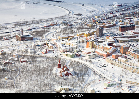 Vista aerea di Kiruna in Svezia settentrionale Foto Stock