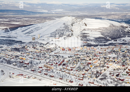 Vista aerea di Kiruna in Svezia settentrionale Foto Stock