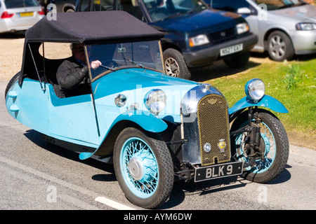 Vintage morgan 3 wheeler auto essendo azionato Foto Stock