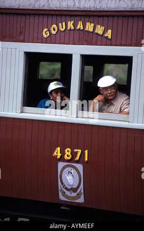 Di Outeniqua Choo Tjoe passeggeri nel trasporto a Knysna western cape Sud Africa Foto Stock