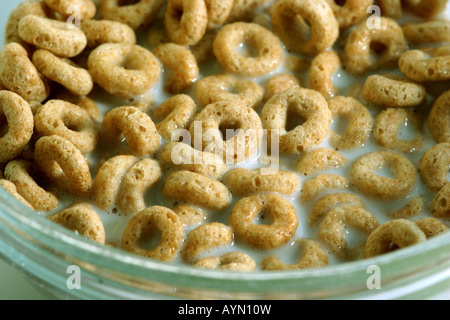 Ripresa macro di una ciotola di cereali Foto Stock