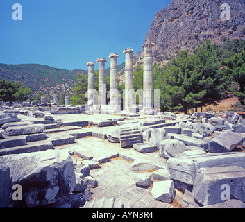 Tempio della dea Afrodite greca antica Priene Turchia Foto Stock