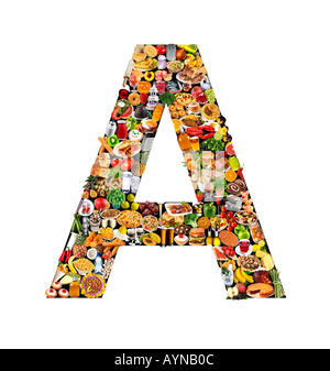 Lettera FOODFONT una in bianco e nero Foto Stock