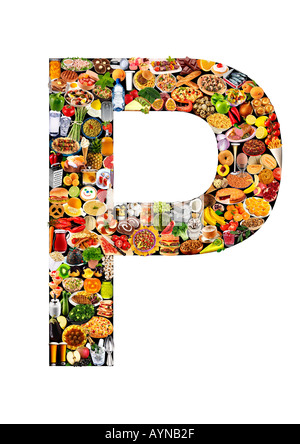 FOODFONT LETTERA P IN BIANCO E NERO Foto Stock