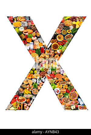 FOODFONT lettera X IN BIANCO E NERO Foto Stock