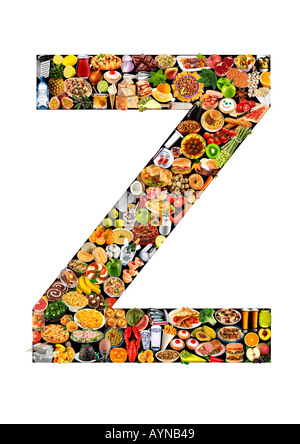 FOODFONT lettera Z IN BIANCO E NERO Foto Stock