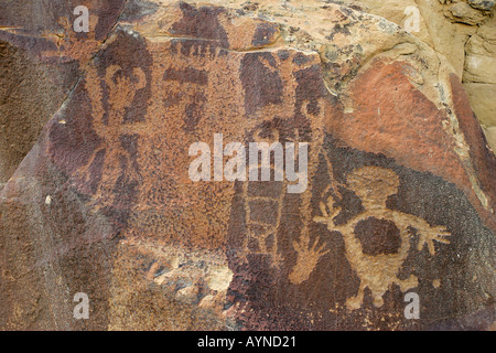 Petroglyph alla leggenda rock sito archeologico in Wyoming Foto Stock