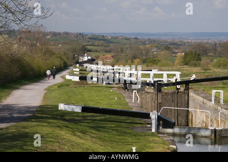 La collina di Caen volo Kennet and Avon Canal Devizes Wiltshire, Inghilterra Regno Unito Foto Stock