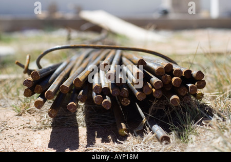 Bundle di acciaio barre di rinforzo (tondi per cemento armato) Foto Stock