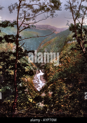 Mynach cade sul Afon Rheidol fiume sottostante Devils Bridge Foto Stock