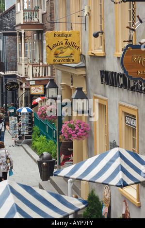 Casa storica di Louis Joliet nel Petit Champlain quartiere della Vecchia Quebec City. Fotografia digitale Foto Stock