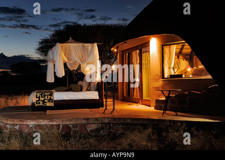 La Villa in l'Okonjima Riserva Privata. Esclusiva camera da letto di lusso della Namibia Foto Stock