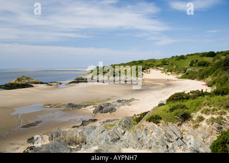 Spiaggia Vicino Borth y Gest e Porthmadog Golf Club, il Galles del Nord Foto Stock