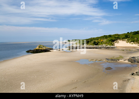 Spiaggia Vicino Borth y Gest e Porthmadog Golf Club, il Galles del Nord Foto Stock