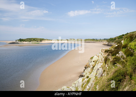 Spiaggia Vicino Borth y Gest e Porthmadog Golf Club, il Galles del Nord Foto Stock