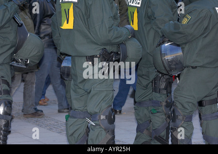 Dettaglio, polizia a una protesta contro il 2008 Conferenza di Monaco sulla politica di sicurezza, Monaco di Baviera, Germania Foto Stock