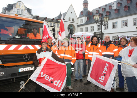 Sciopero di avvertimento, Tedesco membri del sindacato, Coblenza, Renania-Palatinato, Germania, Europa Foto Stock