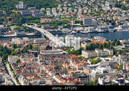 Bergen, Norvegia vista dal Monte Floyen (Floien) Foto Stock