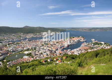 Bergen, Norvegia vista dal Monte Floyen (Floien) Foto Stock