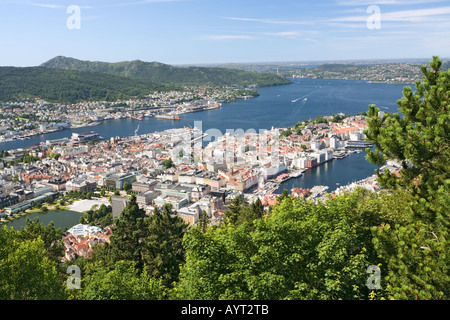 Bergen, Norvegia vista dal Monte Floyen (Floien) Foto Stock