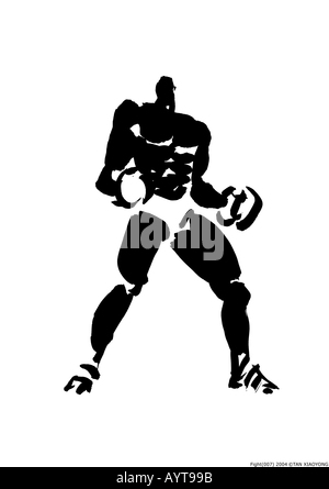 Artistico inchiostro nero dipinto di un boxing fighter Foto Stock