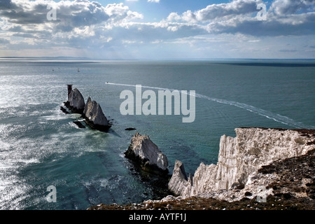 Una vista del Solent dagli aghi, Isola di Wight Foto Stock