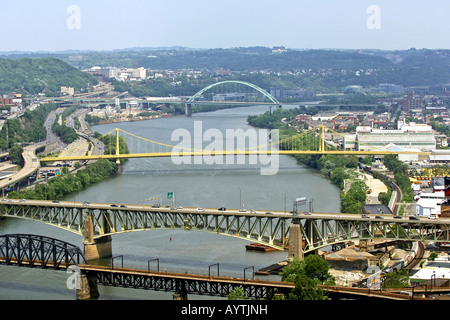 Vista dal Monte Washington del Fiume Monongahela in Pittsburgh Pennsylvania PA Foto Stock