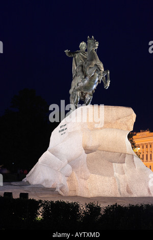 Monumento a tsar e imperatore Pietro I il Grande, "i cavalieri di bronzo", San Pietroburgo, Russia Foto Stock