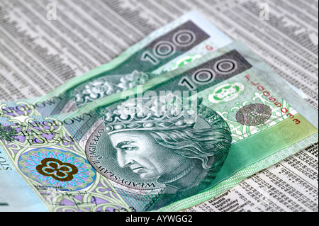 La Polonia Zloty polacco Cambio banconote Foto Stock