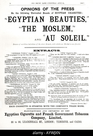 Annuncio vittoriano 1886 per bellezze egiziano sigarette per solo uso editoriale Foto Stock