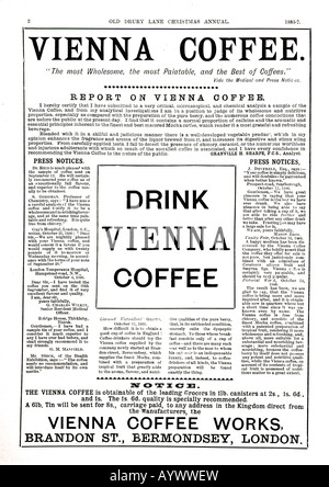 Annuncio vittoriano 1886 per il Caffè di Vienna di Bermondsey Londra per solo uso editoriale Foto Stock