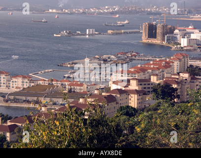 La baia di Gibilterra, Queensway Wharf, Gibilterra, Iberia, Europa Foto Stock