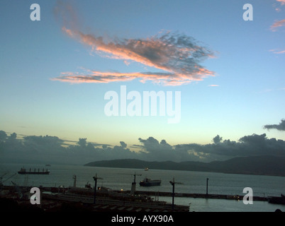 Tramonto sulla baia di Gibilterra Queensway Wharf Foto Stock