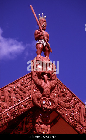 Maori carving Rotorua Nuova Zelanda Foto Stock