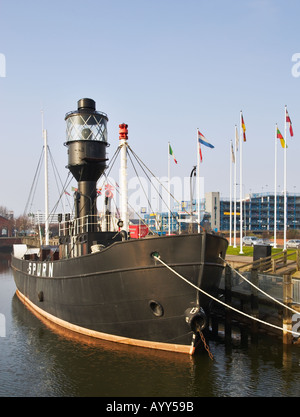 Spurn floating Lightship ormeggiata in Hull Marina, East Yorkshire, Inghilterra, Regno Unito Foto Stock