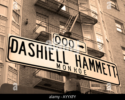 '^Dashiel ^Hammett strada segno, San Francisco, California' Foto Stock