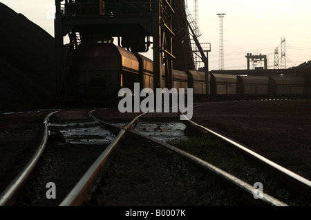 La EMO secco alla rinfusa sul terminale Maasvlakte, materie prime come il minerale di ferro e di cole sono trasportati, caricato conservata e distribuita Foto Stock
