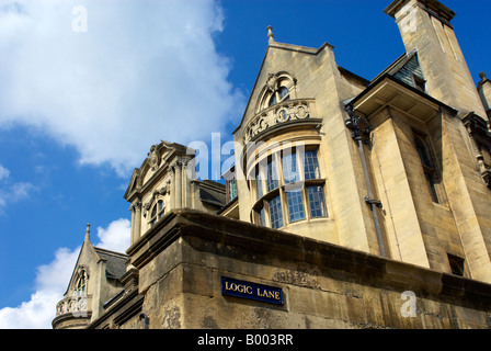 Università di Oxford. Merton College Library e camere alla fine della corsia di logica, Oxford, Inghilterra Foto Stock