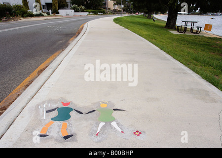 Arte sul sentiero a Mosman bay nei pressi di Cottesloe in Western Australia. Foto Stock