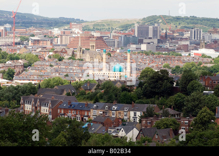 Alta vista sopra la città di Sheffield in Gran Bretagna" Foto Stock