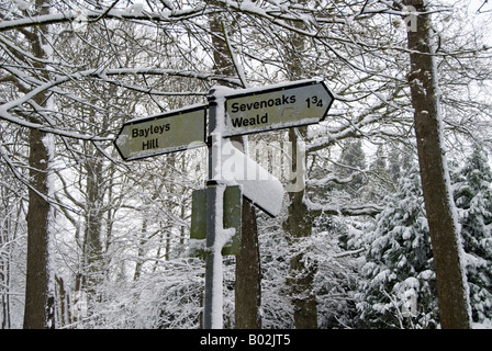 Snowy scene in Kent,  UK. Foto Stock