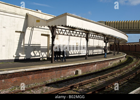 Derelitti Folkestone harbour station, Folkestone, Kent. Foto Stock