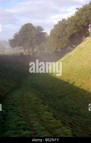 La Motte e bailey sezione di Old Sarum, Salisbury, Wiltshire, Inghilterra. Foto Stock