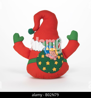 Babbo Natale Natale elf toy su sfondo bianco Foto Stock
