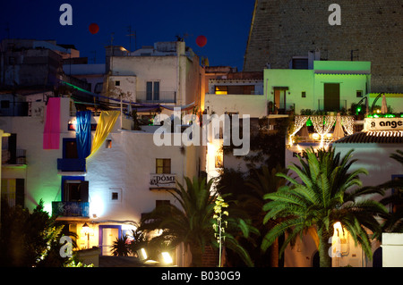 Ibiza città vecchia al crepuscolo Foto Stock